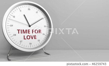 Revealing TIME FOR LOVE text on the clock face. Conceptual 3D rendering 46259743