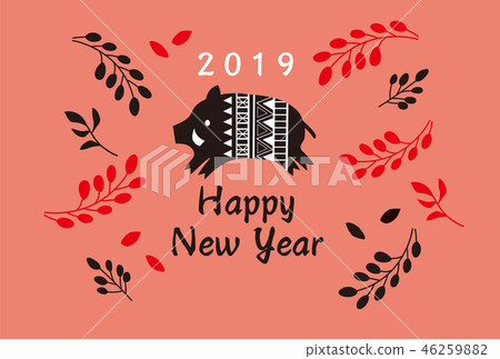 new year's card, sign of the hog, twelfth sign of the chinese zodiac 46259882