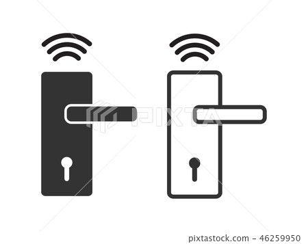 Wireless Door Lock Icon Vector Smart Lock System Stock