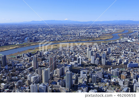 從川口站/鳥瞰圖觀看富士山 從川口站/鳥瞰圖觀看富士山 46260658
