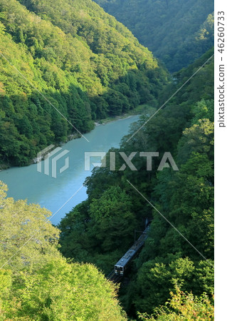 Iida Line running through the fresh green mountains Iida Line running through the fresh green mountains 46260733