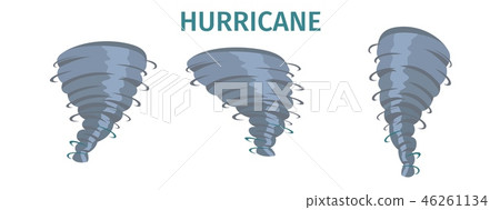 Hurricane Whirlwind, Tornado Swirl Flat Vector Set 46261134