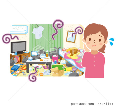 骯髒的房間和陷入困境的女人 46261153