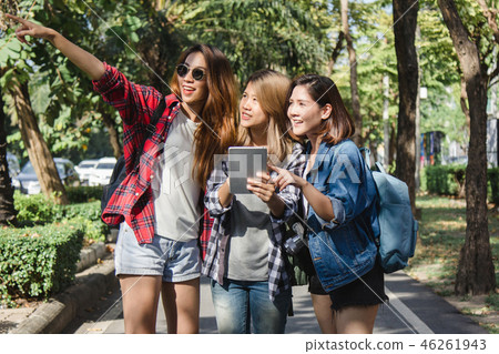 women using camera while travel in Thailand.  46261943