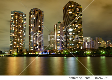 Sumida riverside building group night view Sumida riverside building group night view 46262050