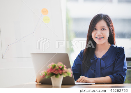 Woman working at home base online business. Woman working at home base online business. 46262763