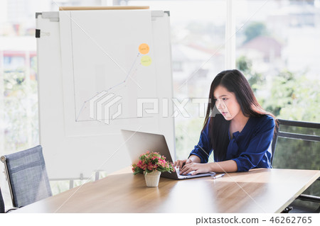 Woman working at home base online business. 46262765
