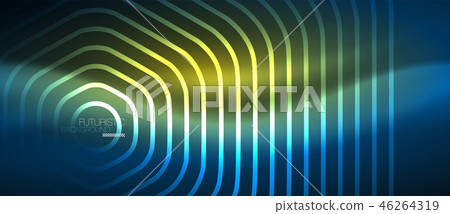 Neon glowing lines, magic energy space blue light concept, abstract background wallpaper design Neon glowing lines, magic energy space blue light concept, abstract background wallpaper design 46264319