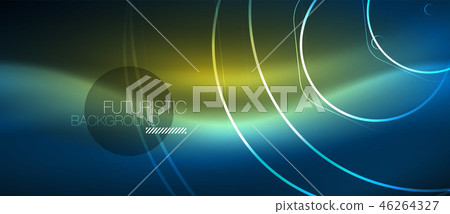 Neon glowing lines, magic energy space blue light concept, abstract background wallpaper design 46264327