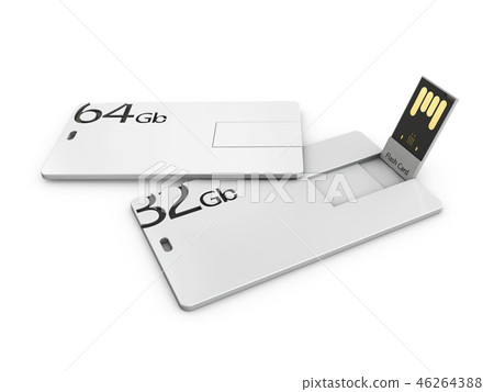 Blank white plastic usb card mockup, 3d Illustration. Visiting flash drive namecard mock up Blank white plastic usb card mockup, 3d Illustration. Visiting flash drive namecard mock up 46264388