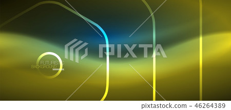 Neon glowing lines, magic energy space blue light concept, abstract background wallpaper design Neon glowing lines, magic energy space blue light concept, abstract background wallpaper design 46264389