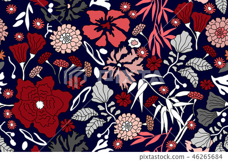 Japanese style botanical print. Japanese style botanical print. 46265684