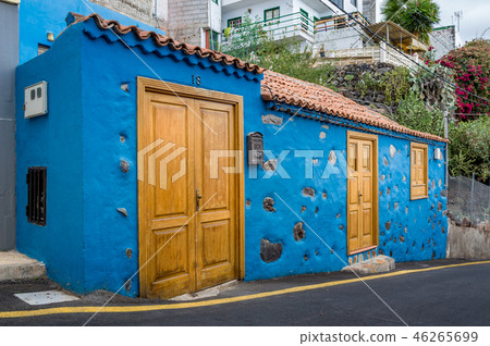 Bright blue old house at Tenerife island village Bright blue old house at Tenerife island village 46265699