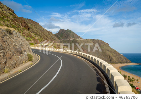 Mountain road above the popular Teresitas beach in the north of Tenerife island Mountain road above the popular Teresitas beach in the north of Tenerife island 46265706