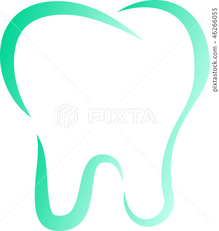 Tooth line drawing dental care logo mark stylish illustration 46266055