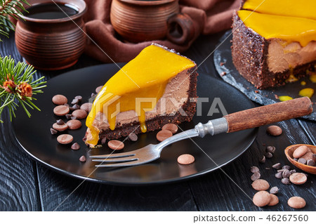 close-up of a piece of a cheesecake 46267560