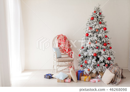 Christmas tree with presents, Garland lights new year winter home decoration 46268098