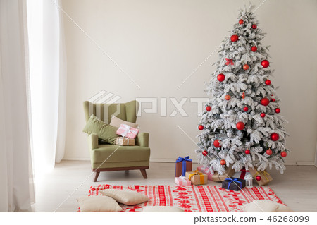 Christmas tree with presents, Garland lights new year winter home decoration 46268099