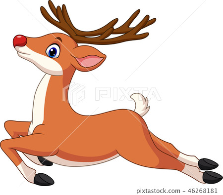 Cartoon funny deer jumping 46268181