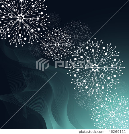 Beautiful winter pattern made of snowflakes on green background 46269111