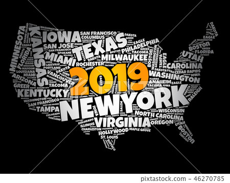 2019 year USA Map word cloud 2019 year USA Map word cloud 46270785