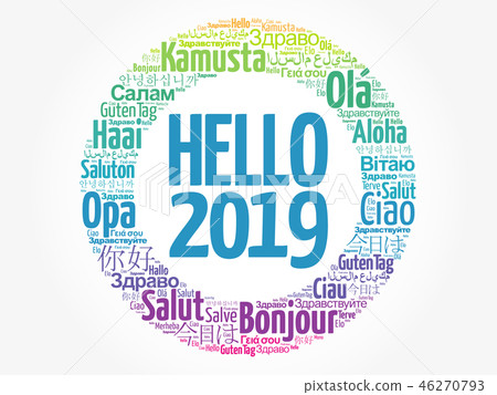 Hello 2019 word cloud in different languages - Stock Illustration ...