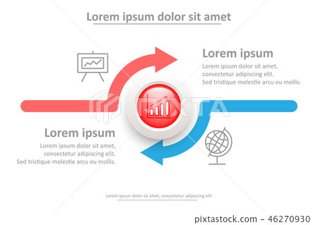 3D Red marble circle with two color arrows 46270930