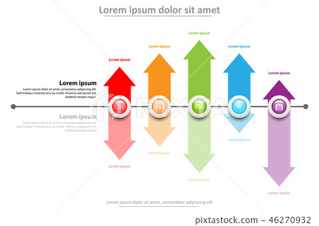 3D colorful marble circle on timeline with arrow 46270932