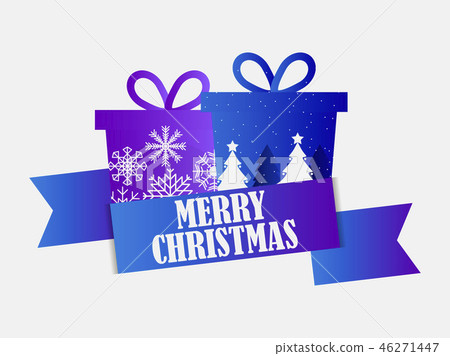 Merry Christmas. Festival banner with gift box Merry Christmas. Festival banner with gift box 46271447