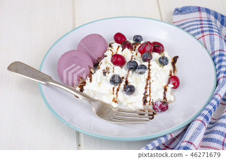 Homemade cottage cheese with berries Homemade cottage cheese with berries 46271679