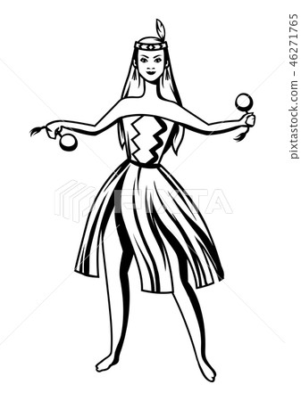 Black and white maori girl dancing.  46271765