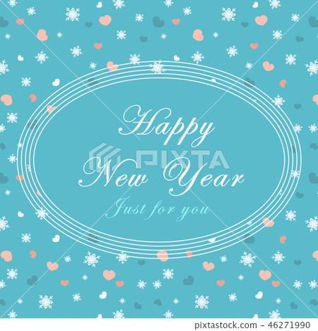 Greeting card design template with hearts and snowflakes. Happy New Year. Just for you Greeting card design template with hearts and snowflakes. Happy New Year. Just for you 46271990