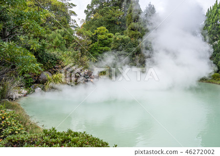 日本 別府 溫泉 國家指定名勝 白池地獄 Shiraike jigoku White hell 46272002