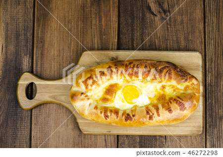 Ajarian khachapuri with cheese and egg 46272298