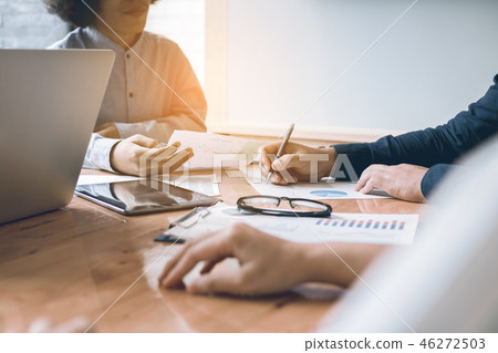 Financial advisor presenting graph document report Financial advisor presenting graph document report 46272503