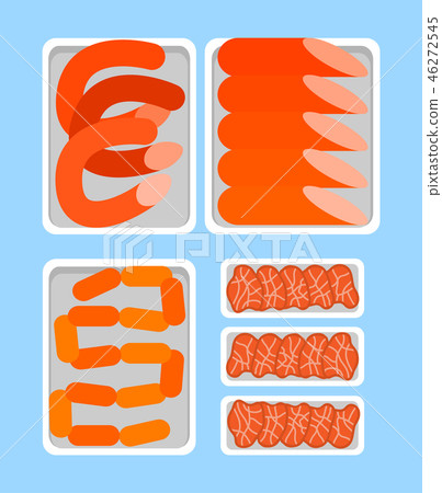 Seller Counter Full of Butchery Food Products Meat Seller Counter Full of Butchery Food Products Meat 46272545