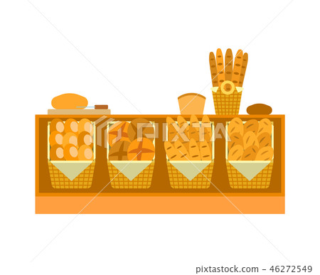ounter Stall Bakery Food Products. Vector Bread ounter Stall Bakery Food Products. Vector Bread 46272549