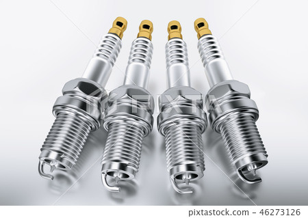 Spare parts spark plugs on white background for car and motorcycle Spare parts spark plugs on white background for car and motorcycle 46273126