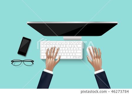 Top view/Overhead of businesswoman working  46273784