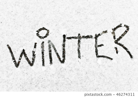 The word Winter written in snow 46274311