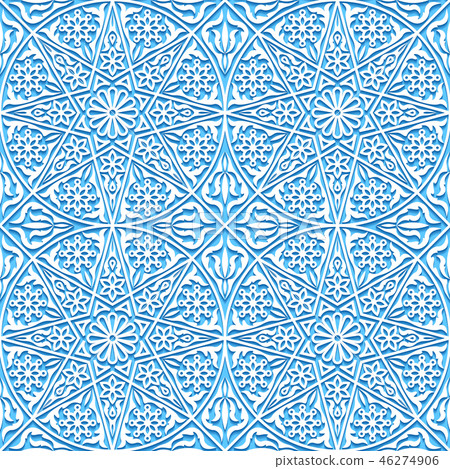 Seamless floral pattern with traditional ornament - Stock Illustration ...