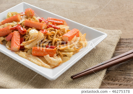 stir fried instant noodle with crab stick stir fried instant noodle with crab stick 46275378
