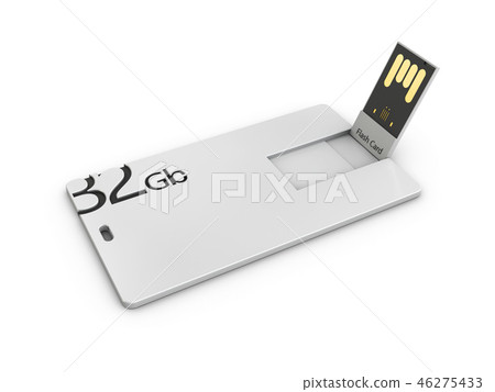 Blank white plastic usb card mockup, 3d Illustration. Visiting flash drive namecard mock up 46275433