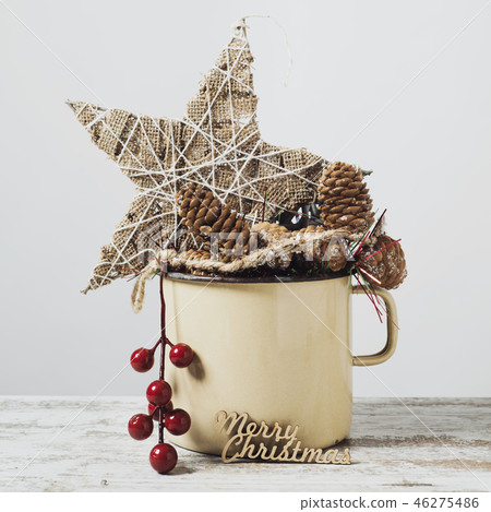 christmas ornaments and text merry christmas 46275486