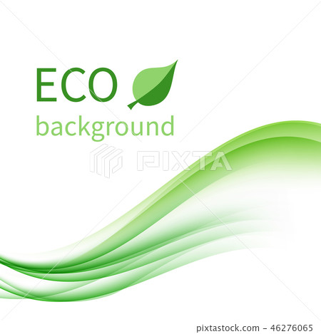 Ecological background with green wave. Vector design 46276065