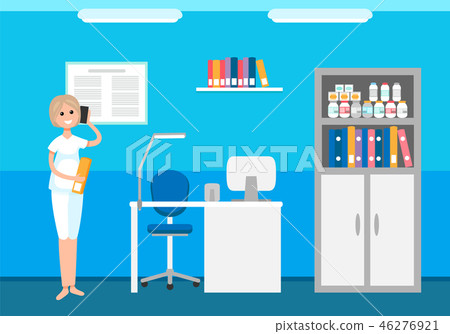 Veterinary Hospital, Woman Receptionist Talking Veterinary Hospital, Woman Receptionist Talking 46276921