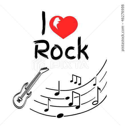 Love Rock Music Style Poster with Notes Sketches Love Rock Music Style Poster with Notes Sketches 46276986
