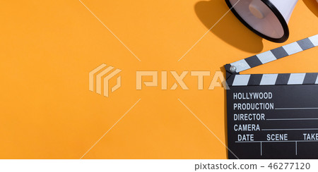 Movie slateboard clapper with megaphone 46277120