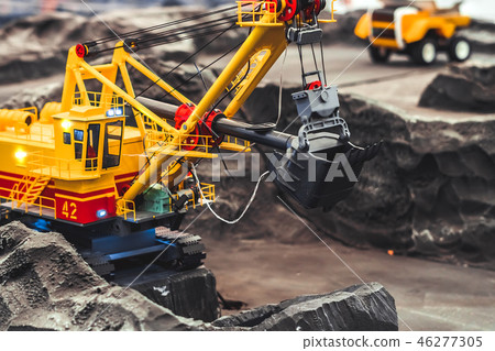 toy tractor in the scenery of coal mining toy tractor in the scenery of coal mining 46277305