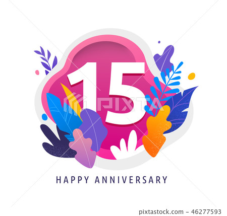 Happy Anniversary - fantasy leaves background with number, concept of celebration, birthday, event 46277593